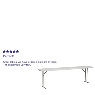Flash Furniture Kathryn Folding Table, 96" x 18", Granite White (RB1896)