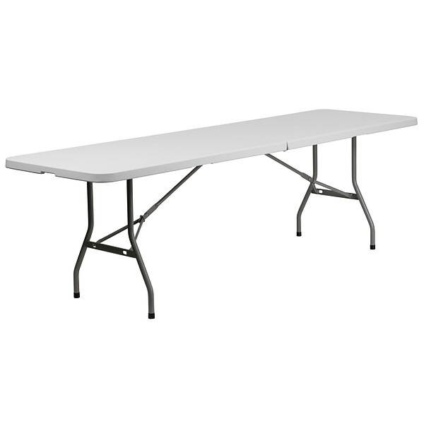 Flash Furniture 29H x 96L X 30D Granite Plastic Bi-Folding Table, White