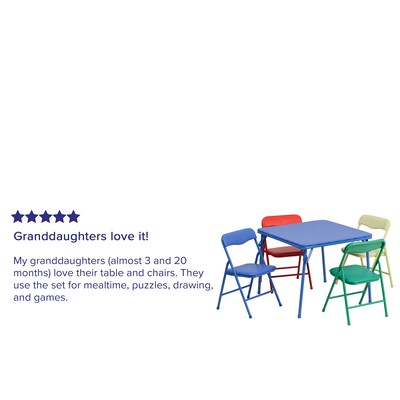 Flash Furniture Mindy Square Kids 5 Piece Folding Table and Chair Set, 24" x 24", Multicolored (JB9KID)