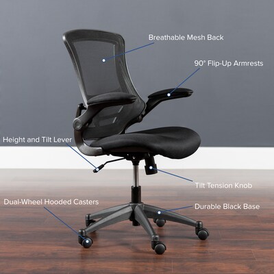 Flash Furniture Kelista Ergonomic Mesh Swivel Mid-Back Task Office Chair, Black (BLX5MBK)