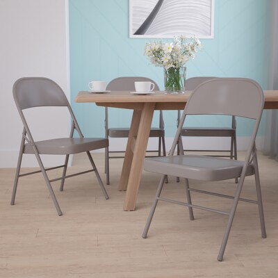 Flash Furniture HERCULES Series Metal Folding Chair, Beige, 4/Pk (4BDF002BGE)
