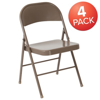 Flash Furniture HERCULES Series Metal Folding Chair, Beige, 4/Pk (4BDF002BGE)