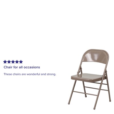 Flash Furniture HERCULES Series Metal Folding Chair, Beige, 4/Pk (4BDF002BGE)