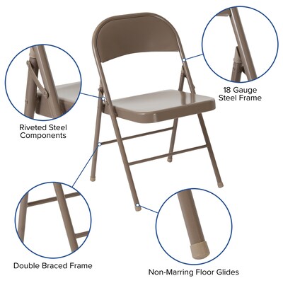 Flash Furniture HERCULES Series Metal Folding Chair, Beige, 4/Pk (4BDF002BGE)