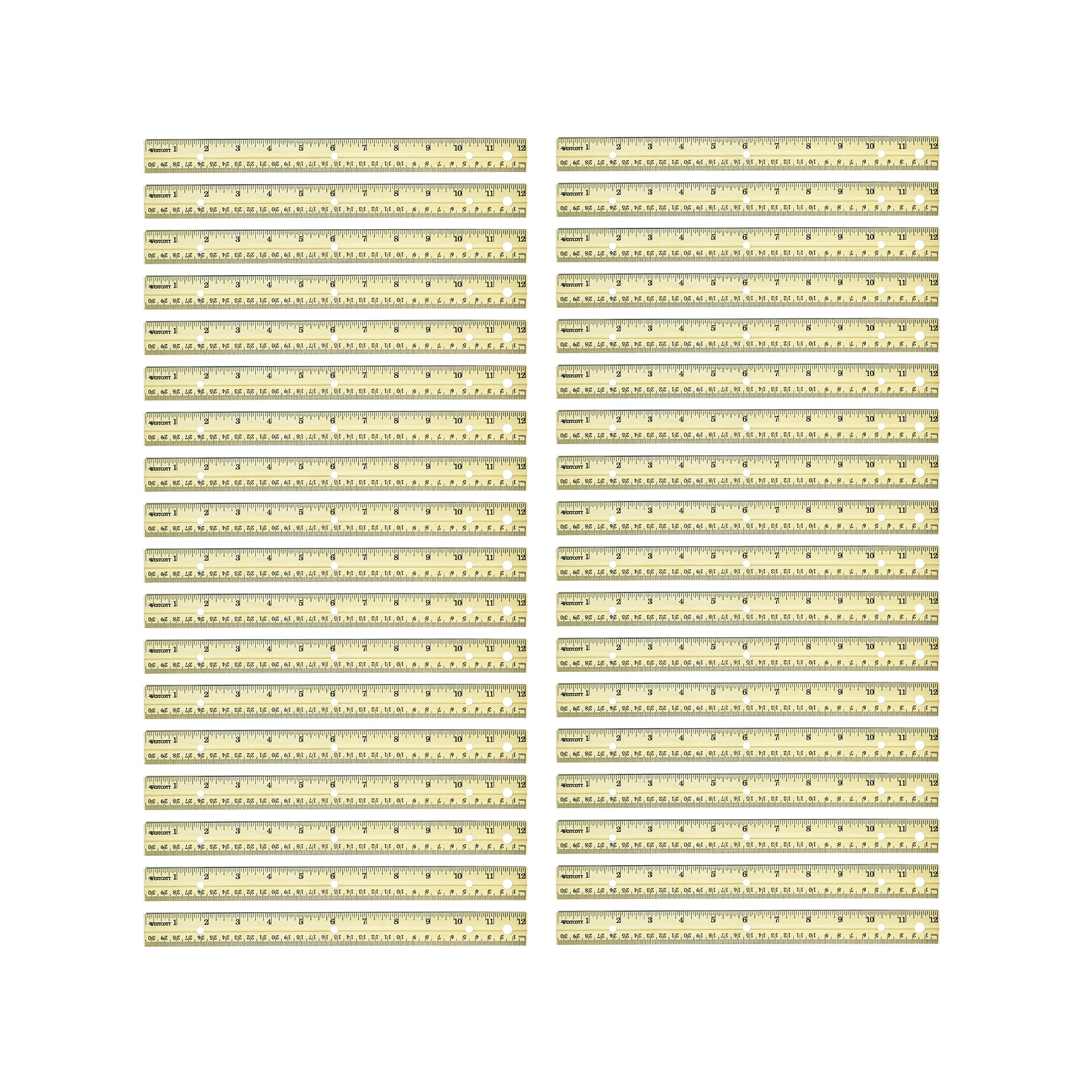 Westcott® 12 Wood Ruler, Brown, 36/Box (17724)