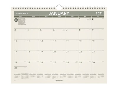 2021 AT-A-GLANCE 12 x 15 Wall Calendar, White/Gray (PMG77-28-21)