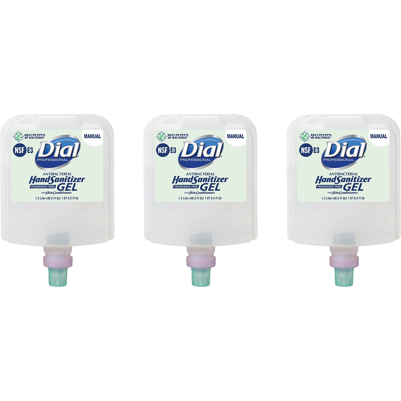 Dial Professional 1700 Antibacterial Gel Hand Sanitizer, Refill, 40.5 Fl. Oz., 3/Carton (DIA19708)