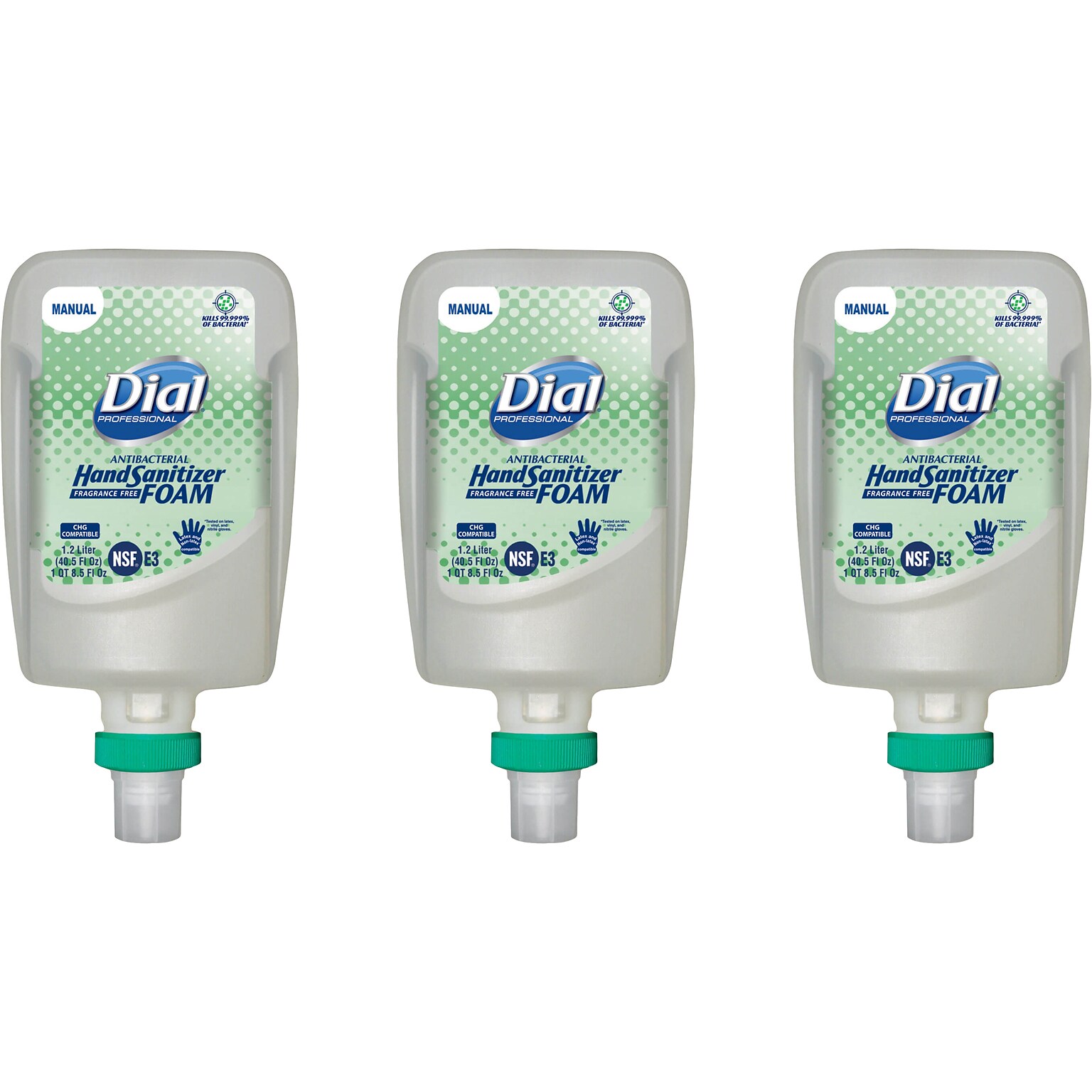 Dial Professional FIT Antibacterial Foaming Hand Sanitizer, Refill, 40.5 Fl. Oz., 3/Carton (DIA19038)