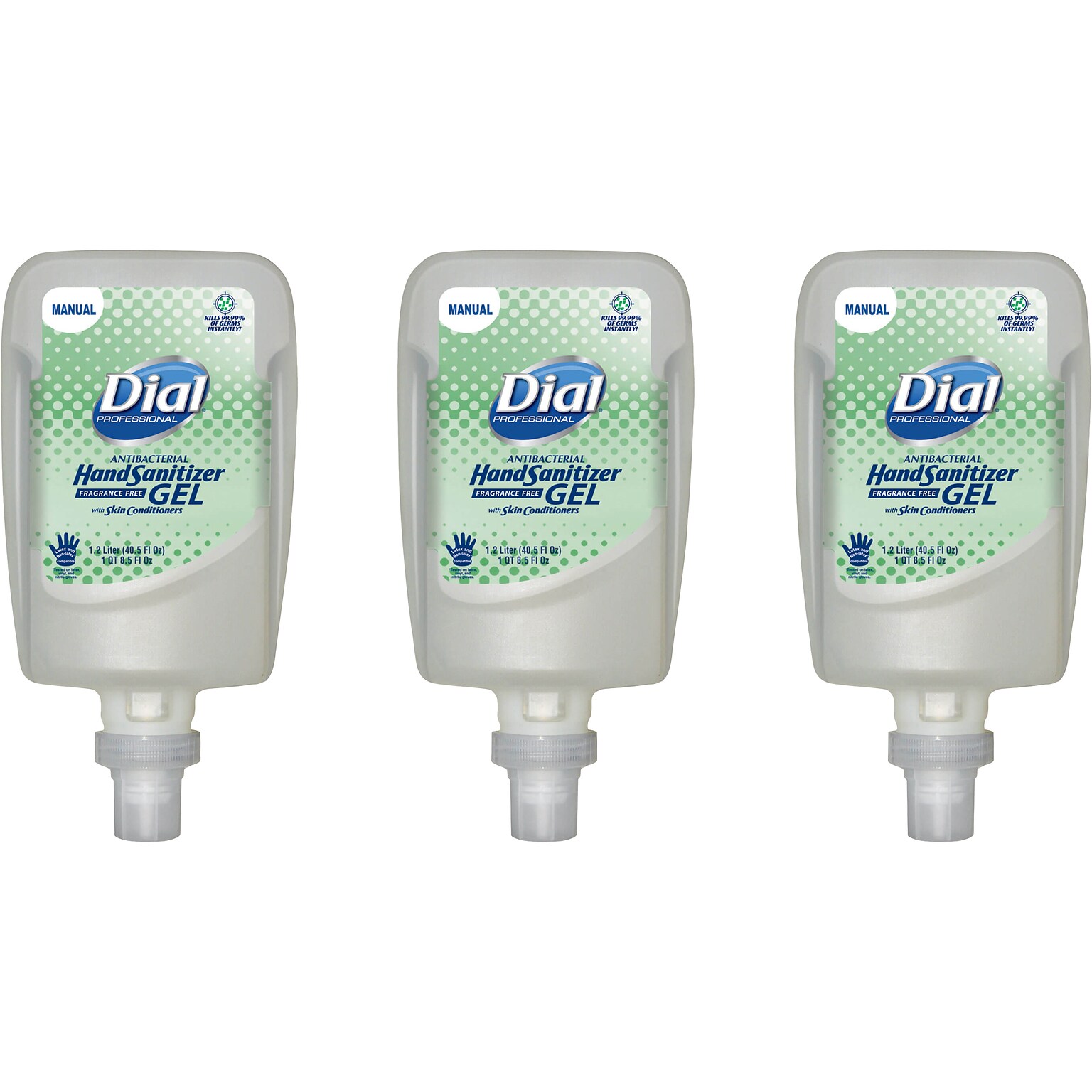 Dial Professional FIT Antibacterial Gel Hand Sanitizer, Refill, 40.5 Fl. Oz., 3/Carton (DIA16706)