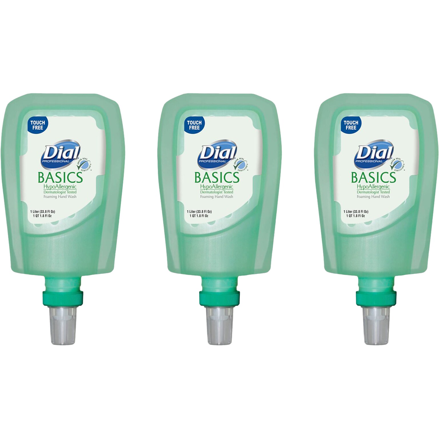 Dial Professional Basics Foaming Hand Soap, Refill, Aloe, 33.8 Oz., 3/Carton (DIA16722)