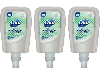 Dial Professional FIT Antibacterial Foaming Hand Sanitizer, Refill, 33.8 Fl. Oz., 3/Carton (DIA16694