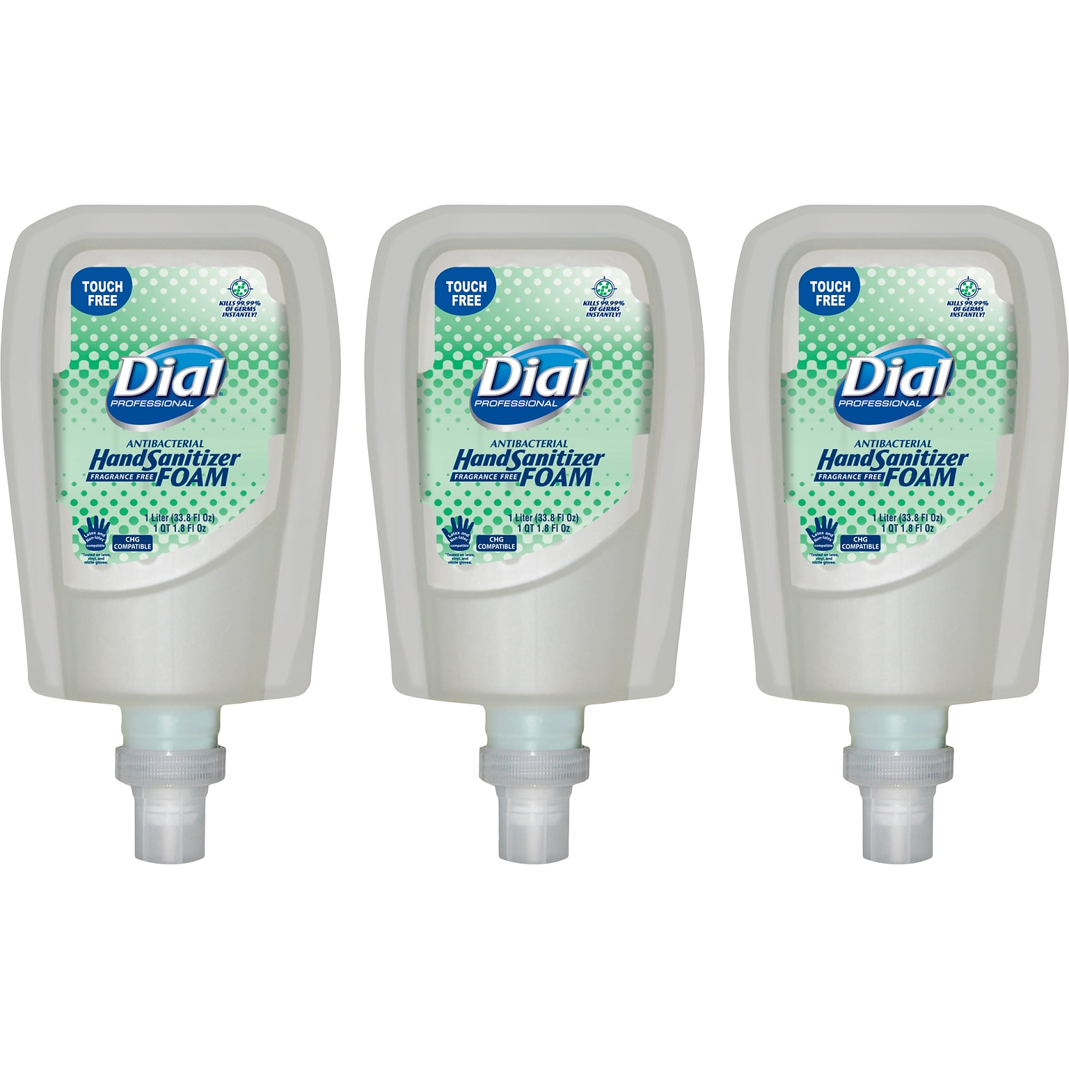 Dial Professional FIT Antibacterial Foaming Hand Sanitizer, Refill, 33.8 Fl. Oz., 3/Carton (DIA16694)