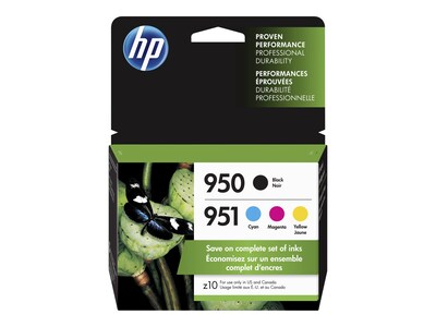 HP 950/951 Black/Cyan/Magenta/Yellow Standard Yield Ink Cartridge, 4/Pack (X4E06AN#140)