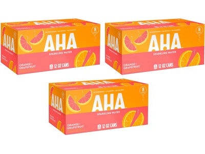 AHA Orange + Grapefruit Sparkling Water, 12 Fl. Oz., 24/Pack (157373)