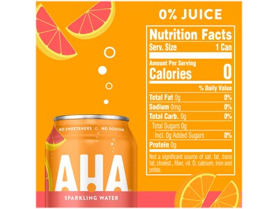 AHA Orange + Grapefruit Sparkling Water, 12 Fl. Oz., 24/Pack (157373)