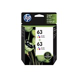 HP 63 Tri-Color Standard Yield Ink Cartridge, 2/Pack (1VV67AN#140)