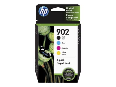 HP 902 Black/Cyan/Magenta/Yellow Standard Yield Ink Cartridge, 4/Pack (X4E05AN#140)