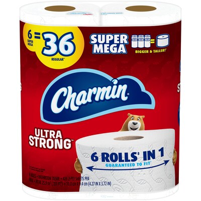 Charmin Ultra Strong Mega Roll Toilet Paper, 426 Sheets, 6 Super Mega Rolls (72695)