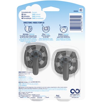 Febreze Odor-Eliminating Car Air Fresheners Vent Clip, Linen and Sky, 2/Pack