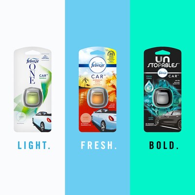 Febreze Odor-Eliminating Car Air Fresheners Vent Clip, Linen and Sky, 2/Pack