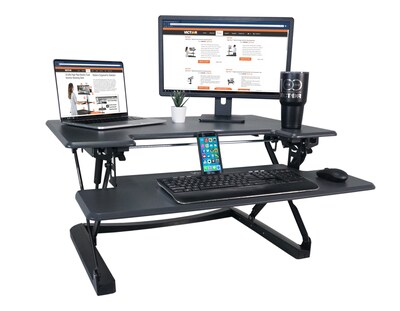 Victor Technology High Rise 21"H Adjustable Desk, Black Wood (DCX760G)