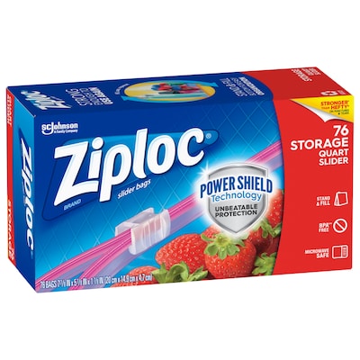 Ziploc Slider Storage Bags, Quart, 76/Carton (316490)