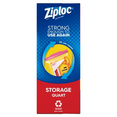 Ziploc Storage Bags, Quart, 48/Box (314469)