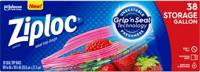 Ziploc Storage Bags, Gallon, 38/Box (314470)