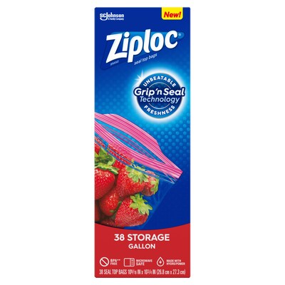 Ziploc Storage Bags, Gallon, 38/Box (314470)