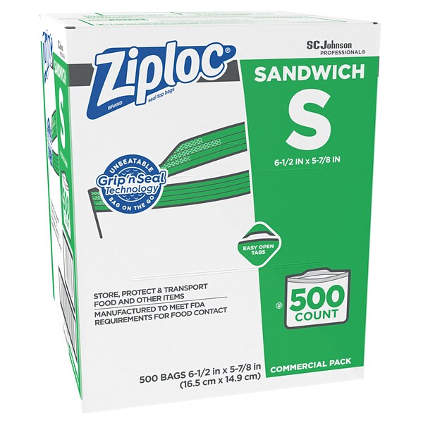 Ziploc Sandwich Bags, 500 Bags/Carton (682255)