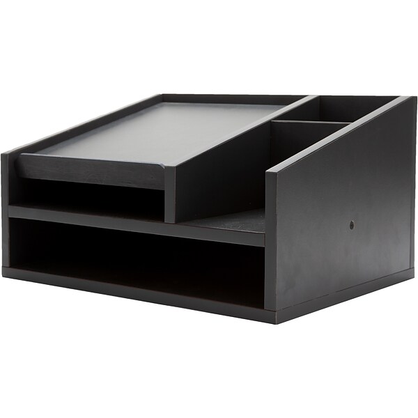 Mind Reader 5-Compartment Wood File Organizer, Black (MDFBOX5-BLK)