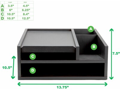 Mind Reader 5-Compartment Wood File Organizer, Black (MDFBOX5-BLK)