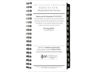 2021 AT-A-GLANCE 3.25 x 6.25 Refill, Executive, White (709071021)