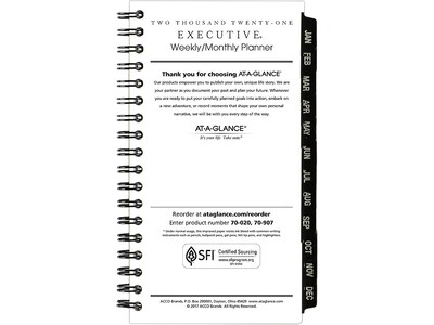 2021 AT-A-GLANCE 3.25 x 6.25 Refill, Executive, White (709071021)