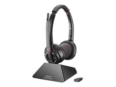 Poly Savi 8220 UC Wireless Noise Canceling Stereo Headset, Over-the-Head, Black (209214-01)