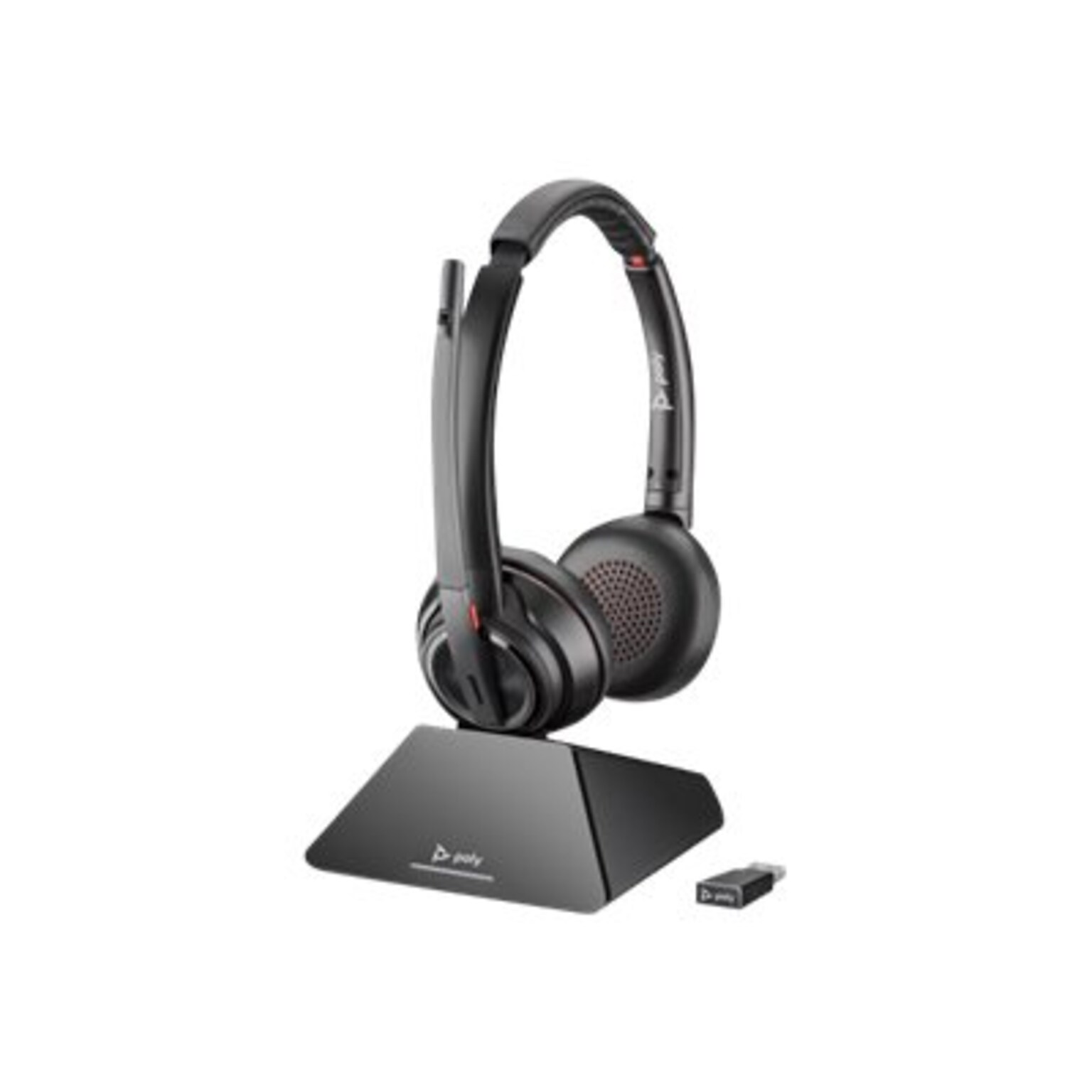 Poly Savi 8220 UC Wireless Noise Canceling Stereo Headset, Over-the-Head, Black (209214-01)