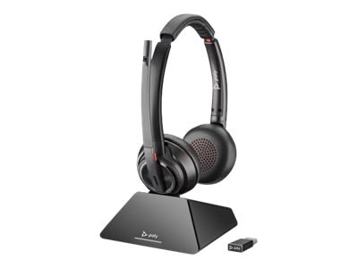 Poly Savi 8220 UC Wireless Noise Canceling Stereo Headset, Over-the-Head, Black (209215-01)