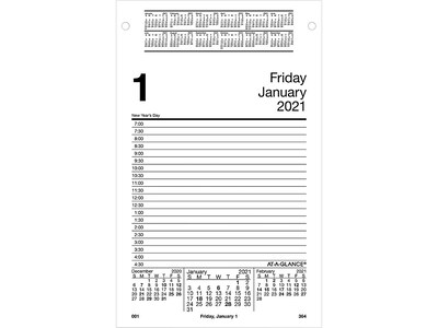 2021 AT-A-GLANCE 8 x 5 Desk Calendar Refill, White (E4585021)