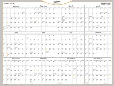 2021 AT-A-GLANCE 18 x 24 Dry Erase Calendar, WallMates, White/Gray (AW5060-28-21)
