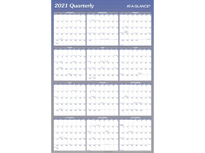 2021 AT-A-GLANCE 36.38 x 24.25 Wall Calendar, White/Blue/Gray (A1102-21)
