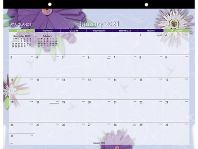 2021 AT-A-GLANCE 17.75 x 22 Desk Pad Calendar, Floral (5035-21)
