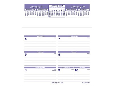 2021 AT-A-GLANCE 7 x 5.63 Refill Calendar, Flip-A-Week, White/Purple (SW705X-50-21)