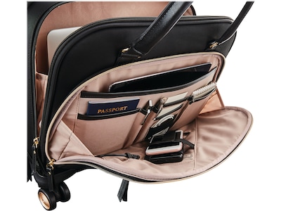 Samsonite leather rolling mobile office laptop briefcase new arrivals