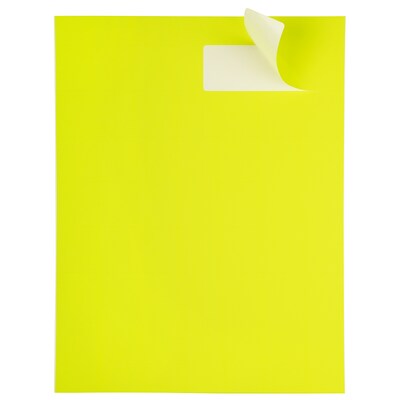 JAM Paper Address Labels, 1 1/3" x 4", Neon Yellow, 14 Labels/Sheet, 9 Sheets/Pack (359329614)
