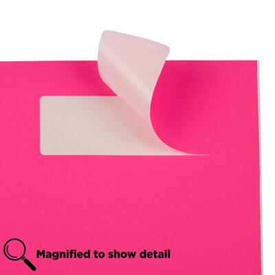JAM Paper Address Labels, 1 1/3" x 4", Neon Pink, 14 Labels/Sheet, 9 Sheets/Pack (359329612)
