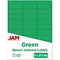 JAM Paper Laser/Inkjet Mailing Address Label, 1" x 2 5/8", Green, 30 Labels/Sheet, 4 Sheets/Pack (302725772)