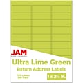 JAM Paper Laser/Inkjet Mailing Address Labels, 1 x 2 5/8, Ultra Lime Green, 120 Labels/Pack (30272