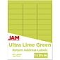 JAM Paper Laser/Inkjet Mailing Address Labels, 1" x 2 5/8", Ultra Lime Green, 120 Labels/Pack (302725778)