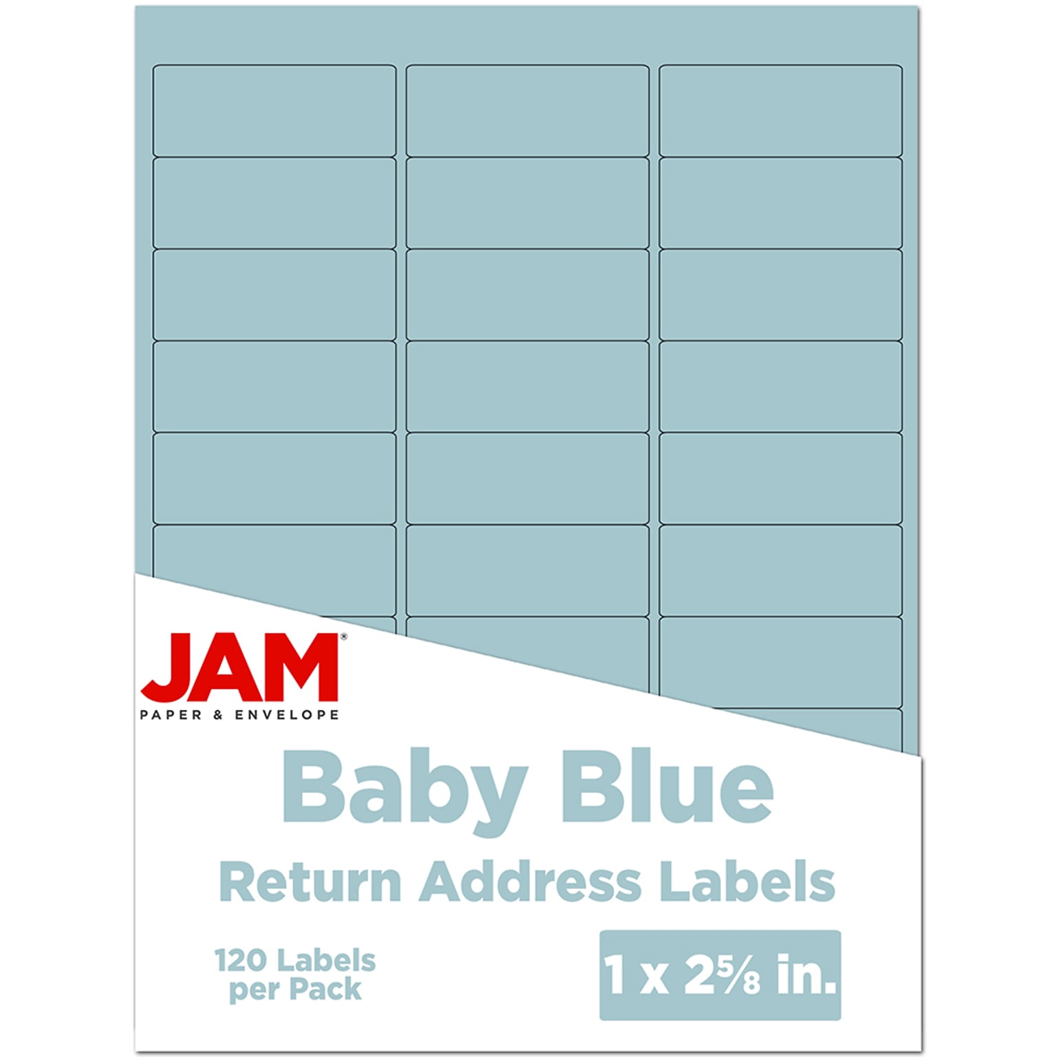 JAM Paper Laser/Inkjet Address Label, 1 x 2 5/8, Baby Blue, 30 Labels/Sheet, 4 Sheets/Pack (4052894)