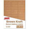 JAM Paper Laser/Inkjet Address Labels, 1 x 2 5/8, Brown Kraft, 30 Labels/Sheet, 4 Sheets/Pack (4513701)